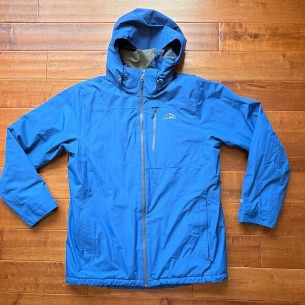 L.L BEAN Mens Trail Model Rain Jacket Size LT Navy-Blue